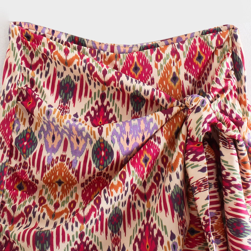 Boho Knotted Totem Print Skirt - Top Boho