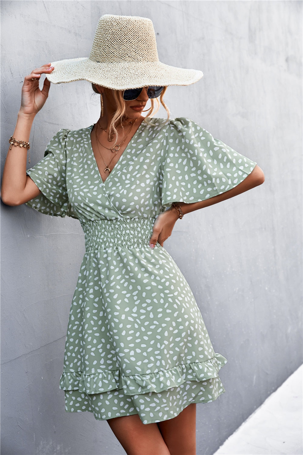 Lotus leaf sleeve dress best sale