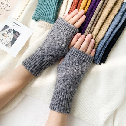 Boho Fingerless Patterned Knitted Gloves - Top Boho