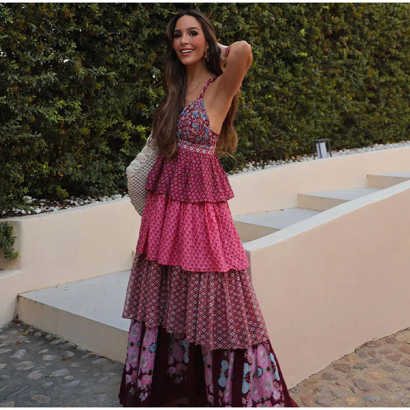 Boho Chic Layered Maxi Dress - Top Boho