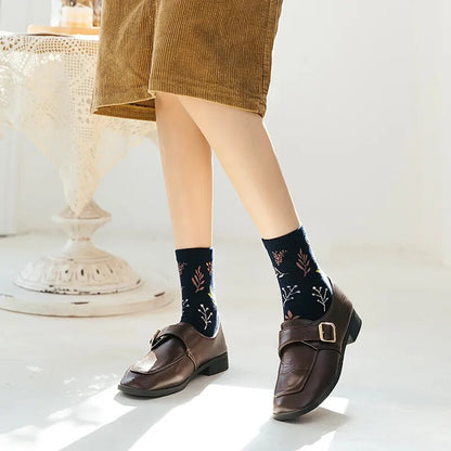 Leaf Pattern Boho Socks - Top Boho