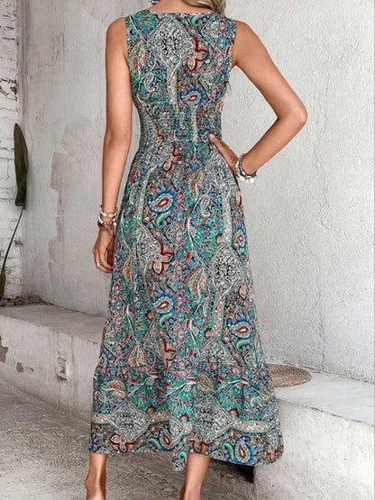 Elegant Bohemian Printed Maxi Dress - Top Boho