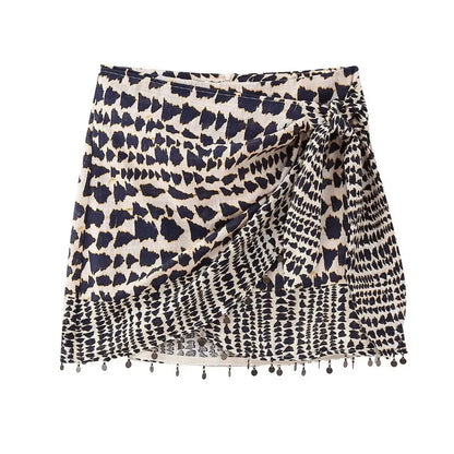 Bohemian Print Knotted Mini Skirt