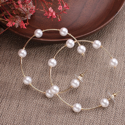 Boho Large Pearl Hoop Earrings - Top Boho