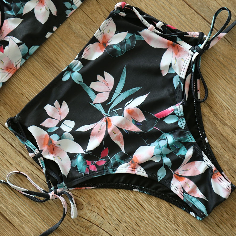 Floral Boho High Waist Bikini Set - Top Boho