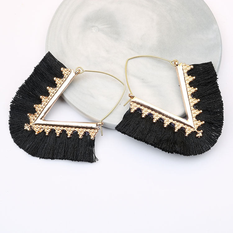 Boho Triangle Tassel Earrings - Top Boho