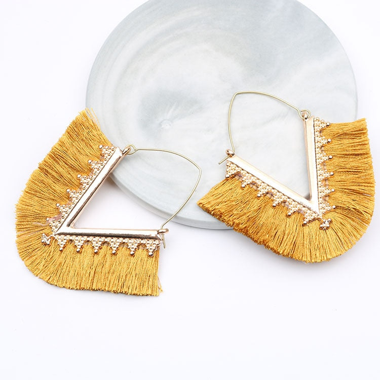 Boho Triangle Tassel Earrings - Top Boho