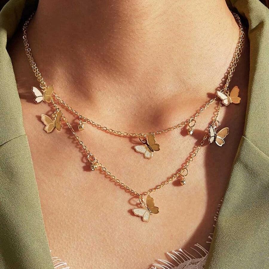 Vintage Butterfly Pendant Necklace - Top Boho
