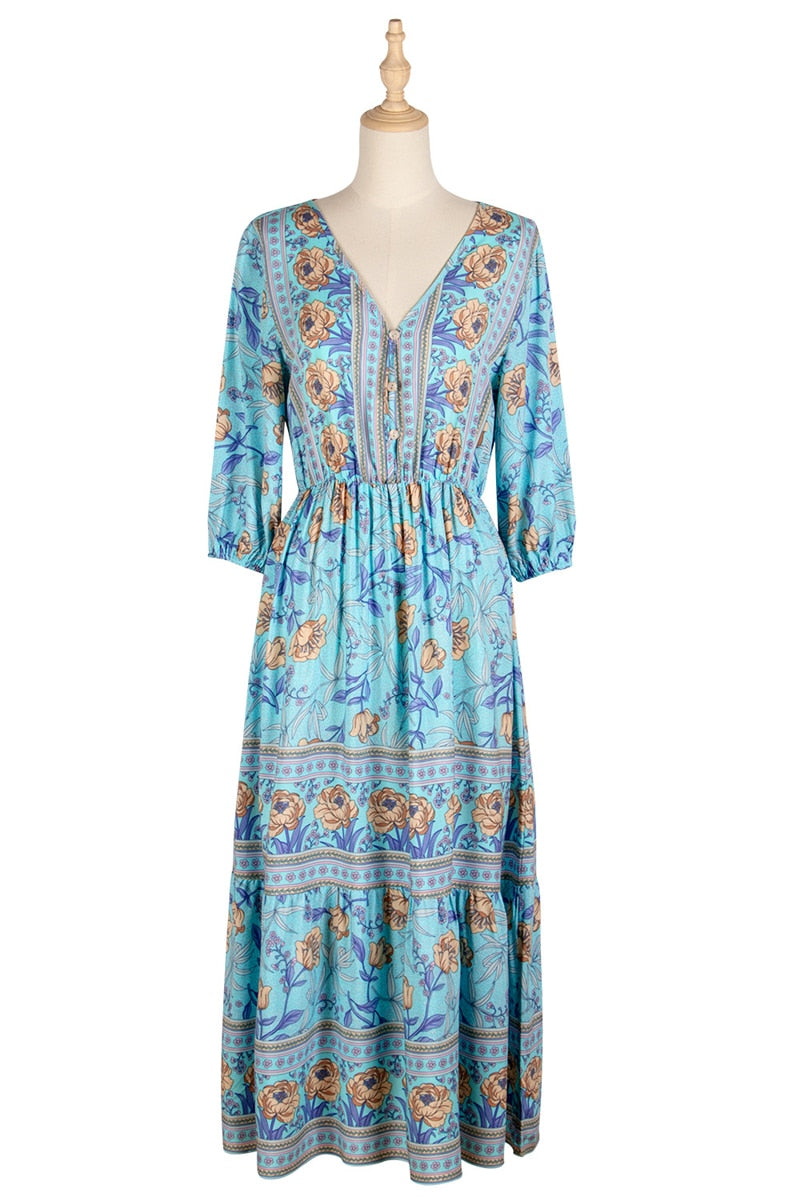 Boho Chic Spring Maxi Dress - Top Boho