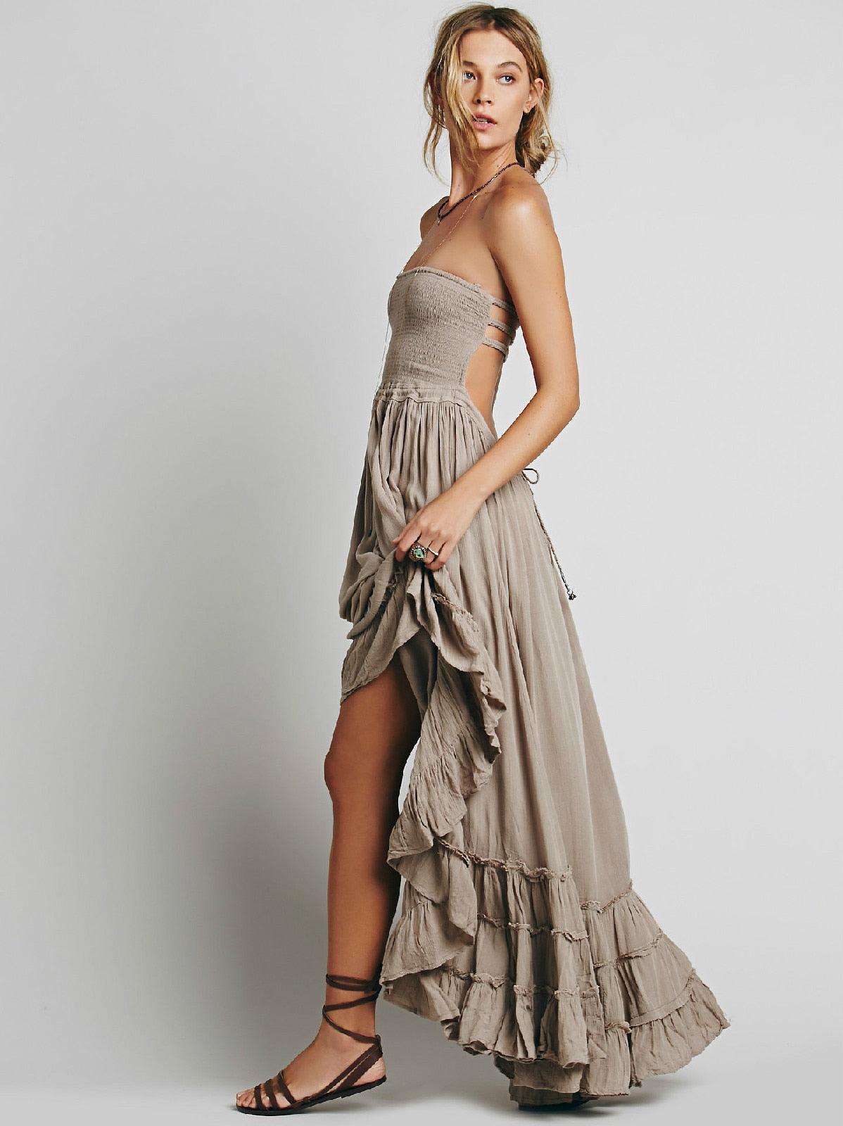 Bohemian backless maxi on sale dress