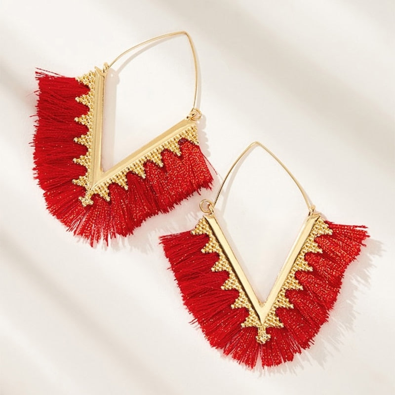 Boho Triangle Tassel Earrings - Top Boho