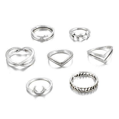 Boho Moon Crescent Ring Set 7/pcs - Top Boho