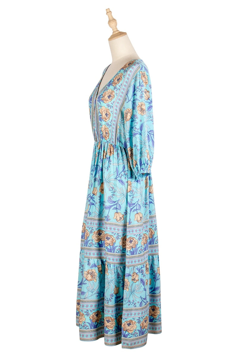 Boho Chic Spring Maxi Dress - Top Boho