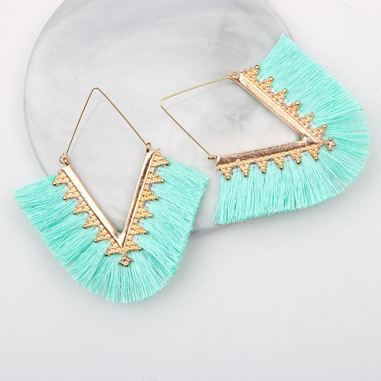 Boho Triangle Tassel Earrings - Top Boho