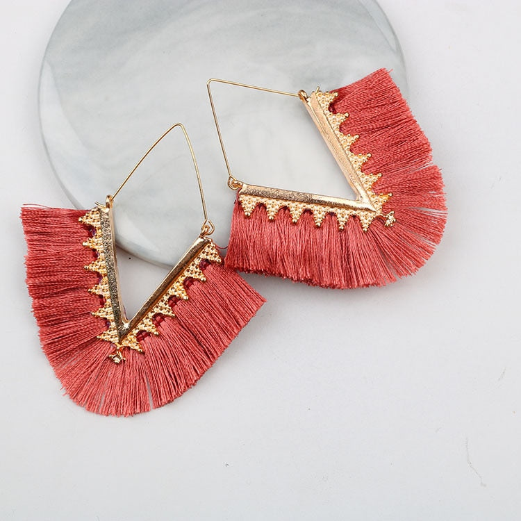 Boho Triangle Tassel Earrings - Top Boho