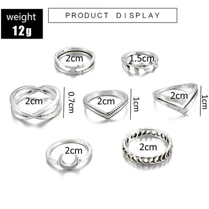 Boho Moon Crescent Ring Set 7/pcs - Top Boho