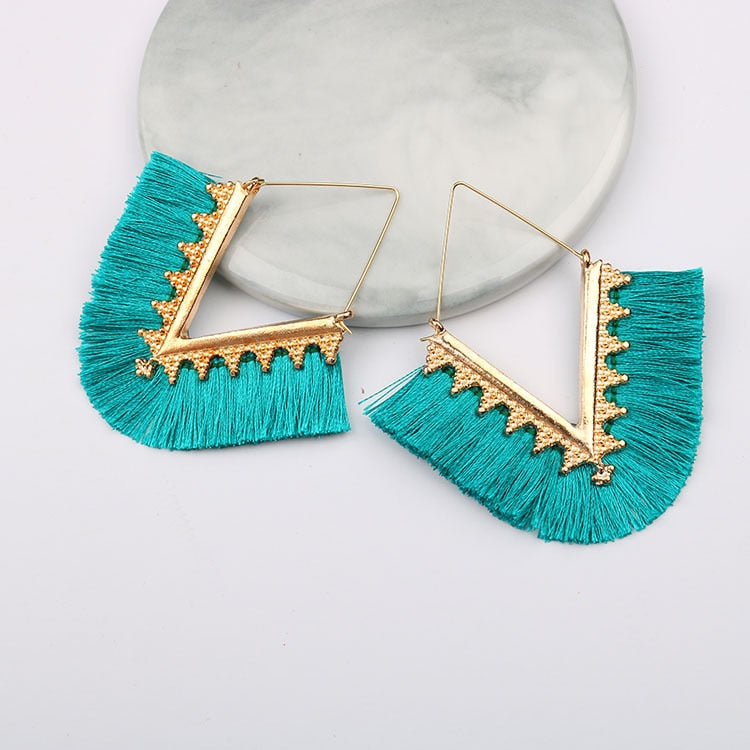 Boho Triangle Tassel Earrings - Top Boho