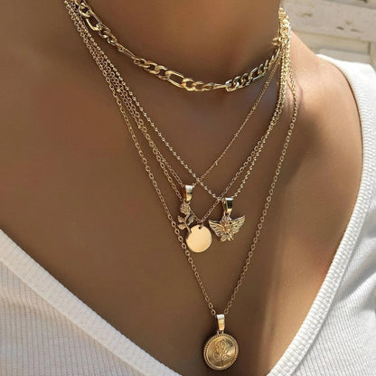 Boho Multi Layered Coin Pendant Necklaces - Top Boho