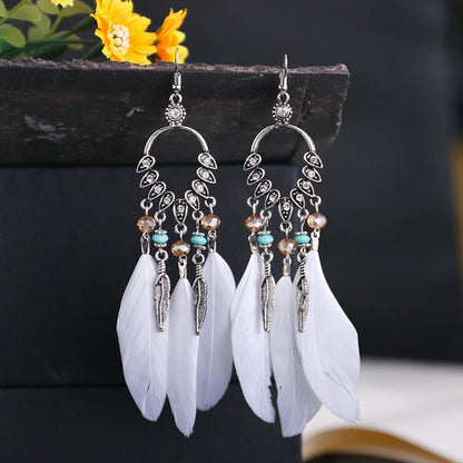 Boho Feather Tassel Earrings - Top Boho