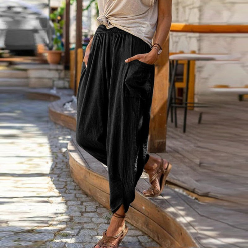 Bohemian Linen Harem Pants - Top Boho