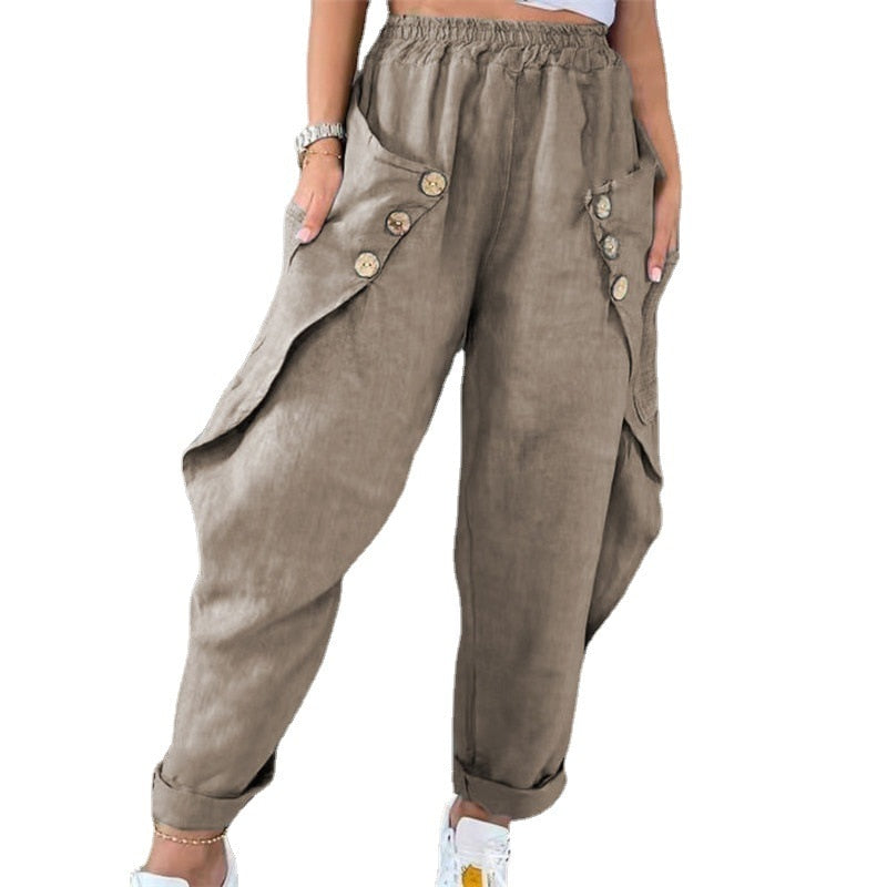 Boho Harem Pants with Buttons - Top Boho