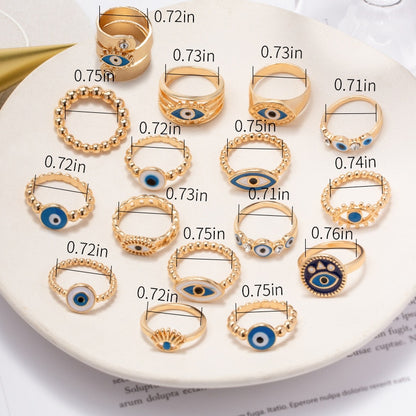 Boho Blue & Gold Evil Eye Ring - Top Boho