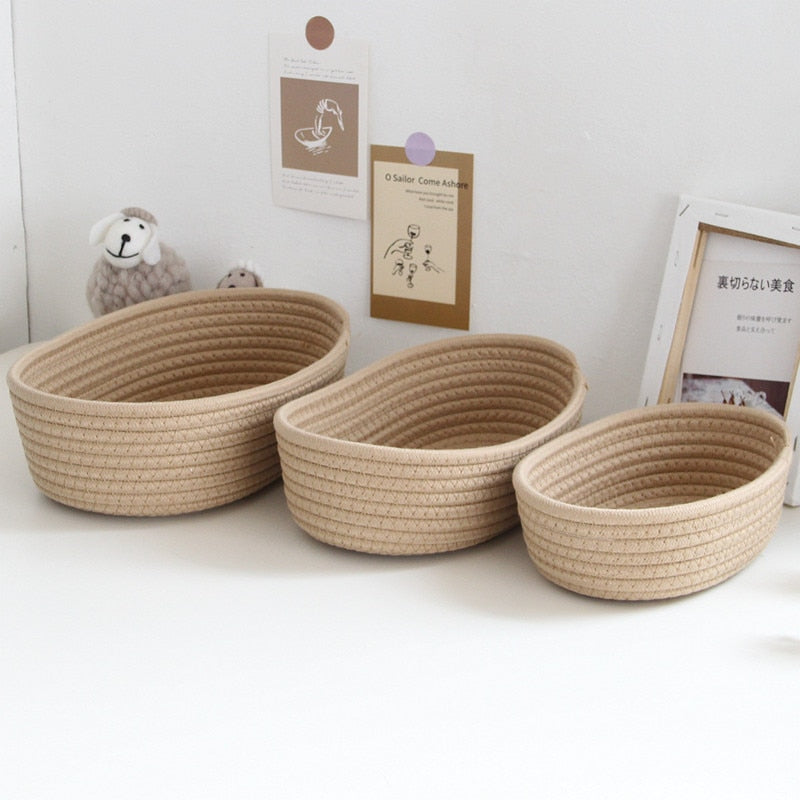 Boho Cotton Rope Storage Baskets - Top Boho
