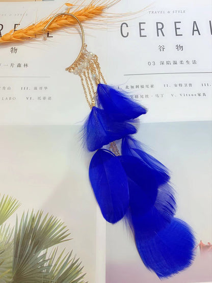 Boho Long Feather Tassel Ear Cuff - Top Boho