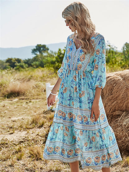 Boho Chic Spring Maxi Dress - Top Boho