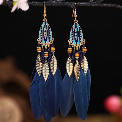 Boho Feather Tassel Earrings - Top Boho