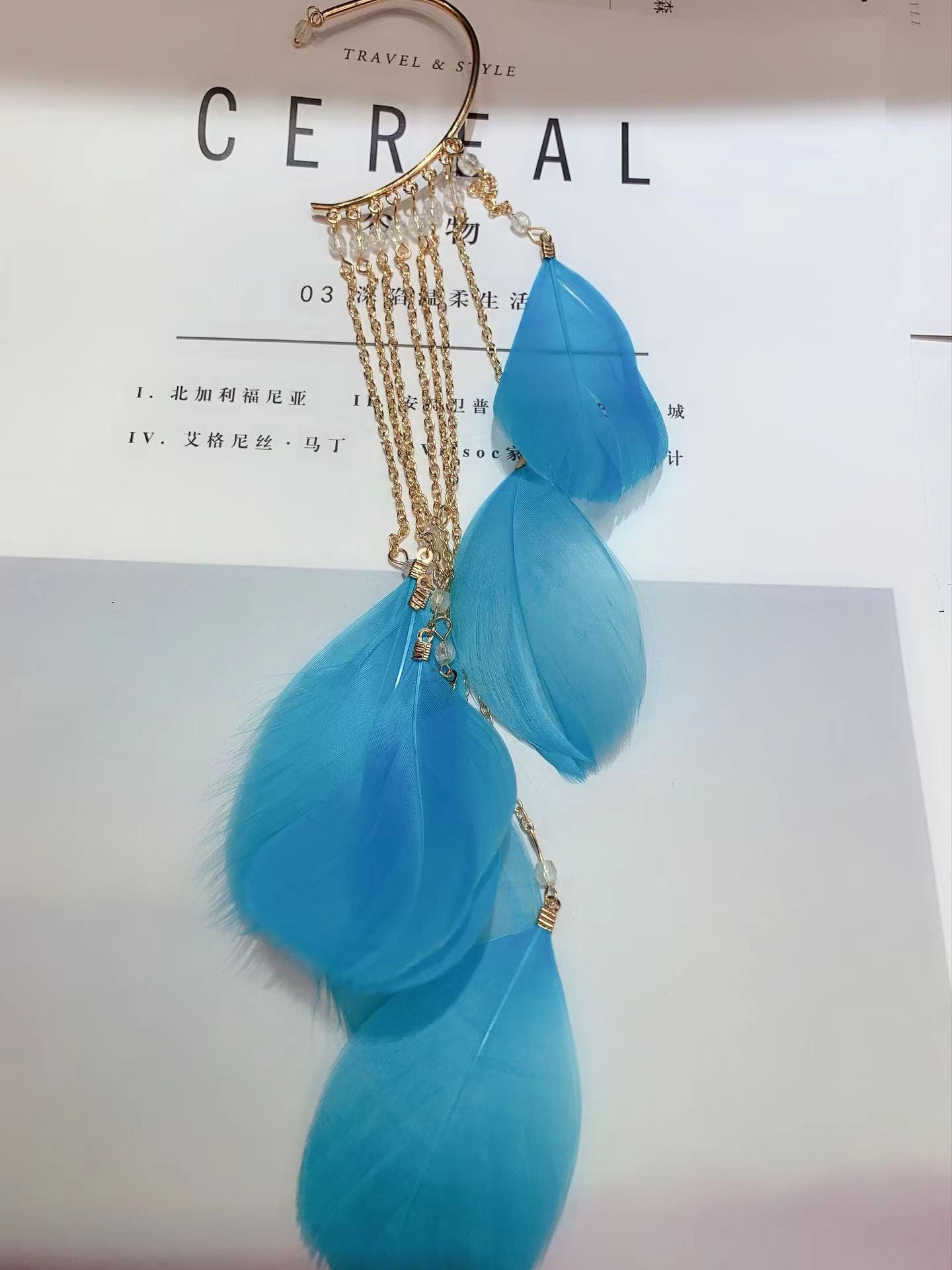 Boho Long Feather Tassel Ear Cuff - Top Boho