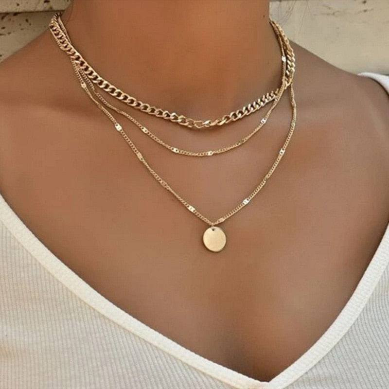 Boho Multi Layered Coin Pendant Necklaces - Top Boho