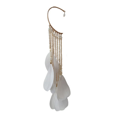 Boho Long Feather Tassel Ear Cuff - Top Boho