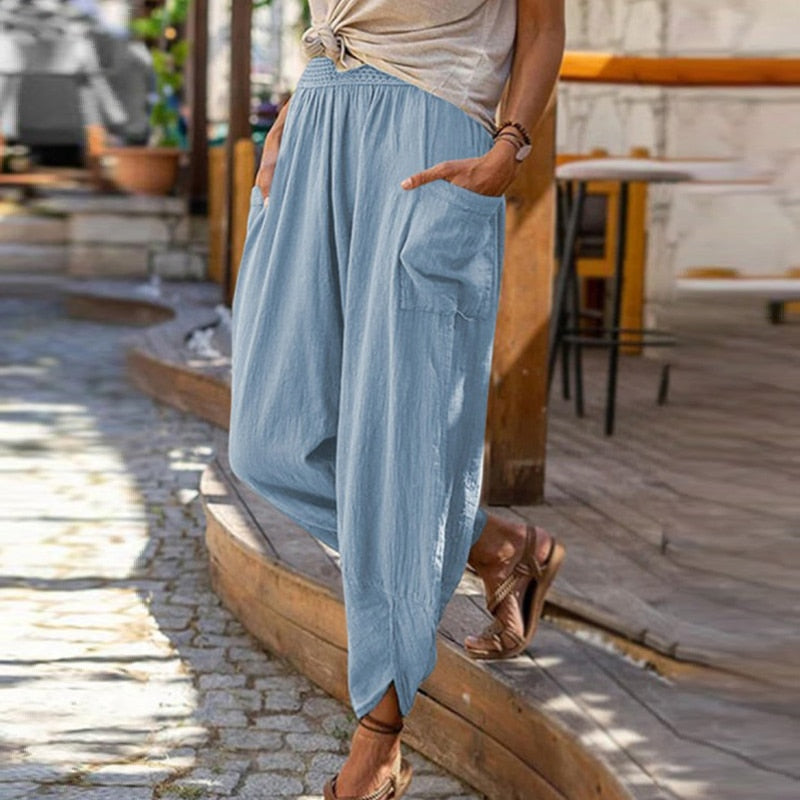 Bohemian Linen Harem Pants - Top Boho