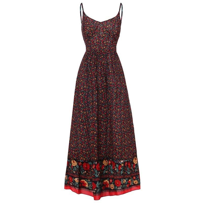 Boho Floral Spaghetti Strap Dress - Top Boho