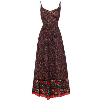 Boho Floral Spaghetti Strap Dress - Top Boho