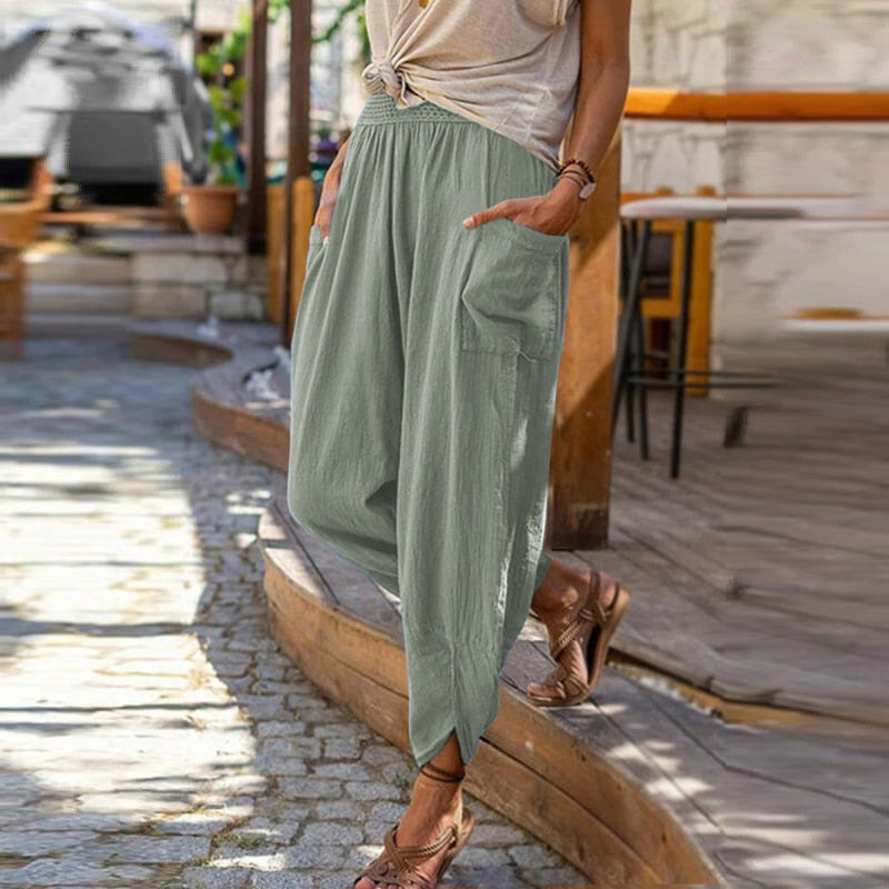 Bohemian Linen Harem Pants - Top Boho