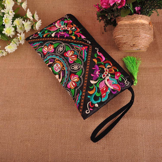 Boho Embroidered Pattern Clutch - Top Boho