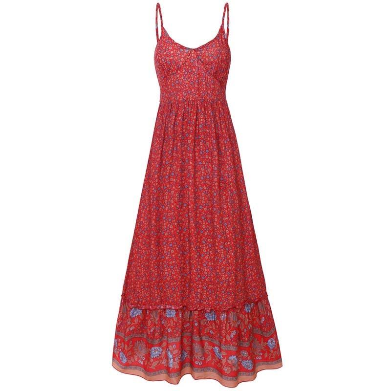 Boho Floral Spaghetti Strap Dress - Top Boho