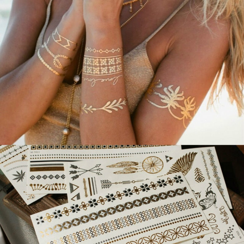 Metallic Body Art Tattoo Sticker - Top Boho